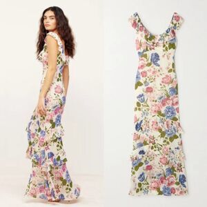 Reformation Tripoli Ruffled Floral-Print Georgette Maxi Dress in Donna Size 8